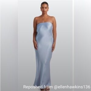 Bec + Bridge Moon Dance Strapless Maxi Dress Dusty Blue